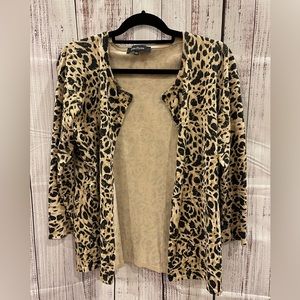 Evan Picone animal print silk blend cardigan